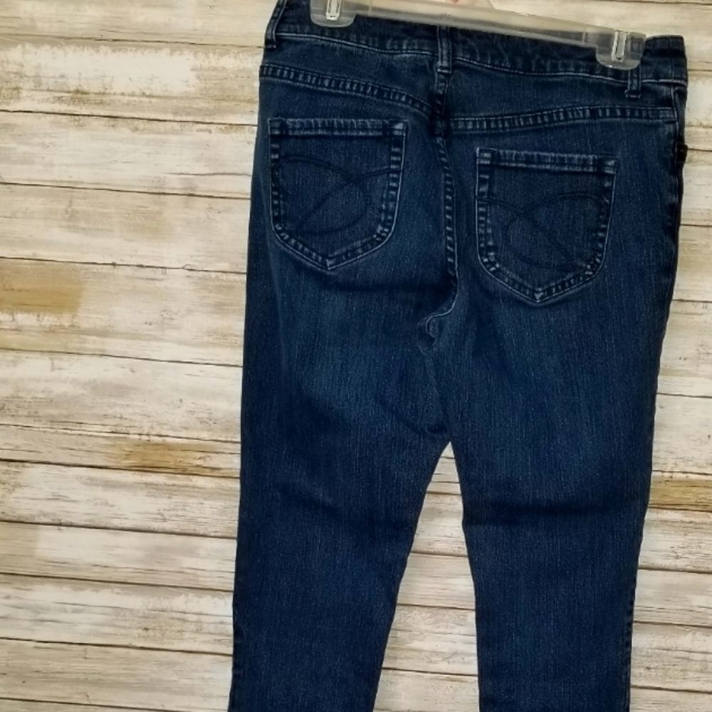 Chico's platinum, size 0 short. Dark wash, straight leg jeans.
